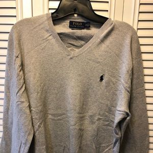 Ralph Lauren Grey V-Neck Sweater Large
